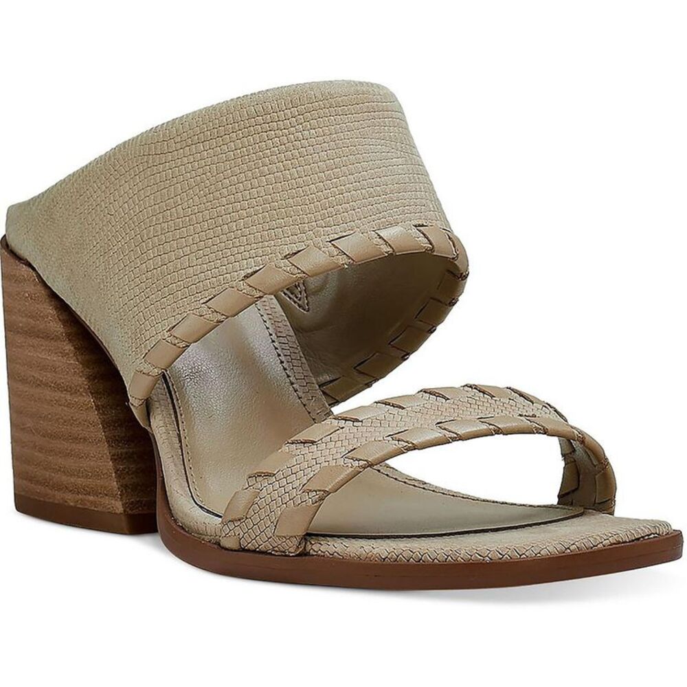 Vince Camuto Womens Kafinny Beige Leather Lizard Slip On Mules Shoes